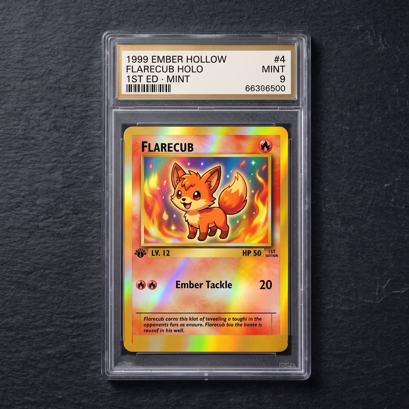 1999 Ember Hollow #4 — Flarecub Holo, 1st Edition — graded PSA 9