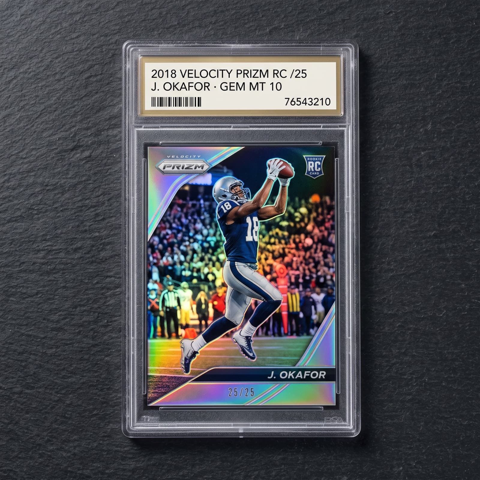 2018 Velocity Prizm Rookie /25 — Jalen Okafor — graded PSA 10